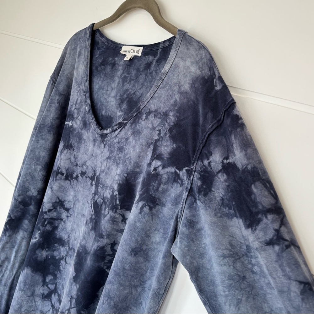 JOHNNY WAS CALMÉ Women’s Blake tie dye long sleeve tee shirt Blue Size XL - Picture 6 of 13